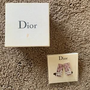 NEW unused Christian Dior pink white silver trotter earrings rectangular shape